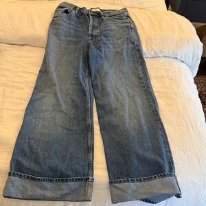 Mango Classic Blue Wide-Leg Jeans with Cuff